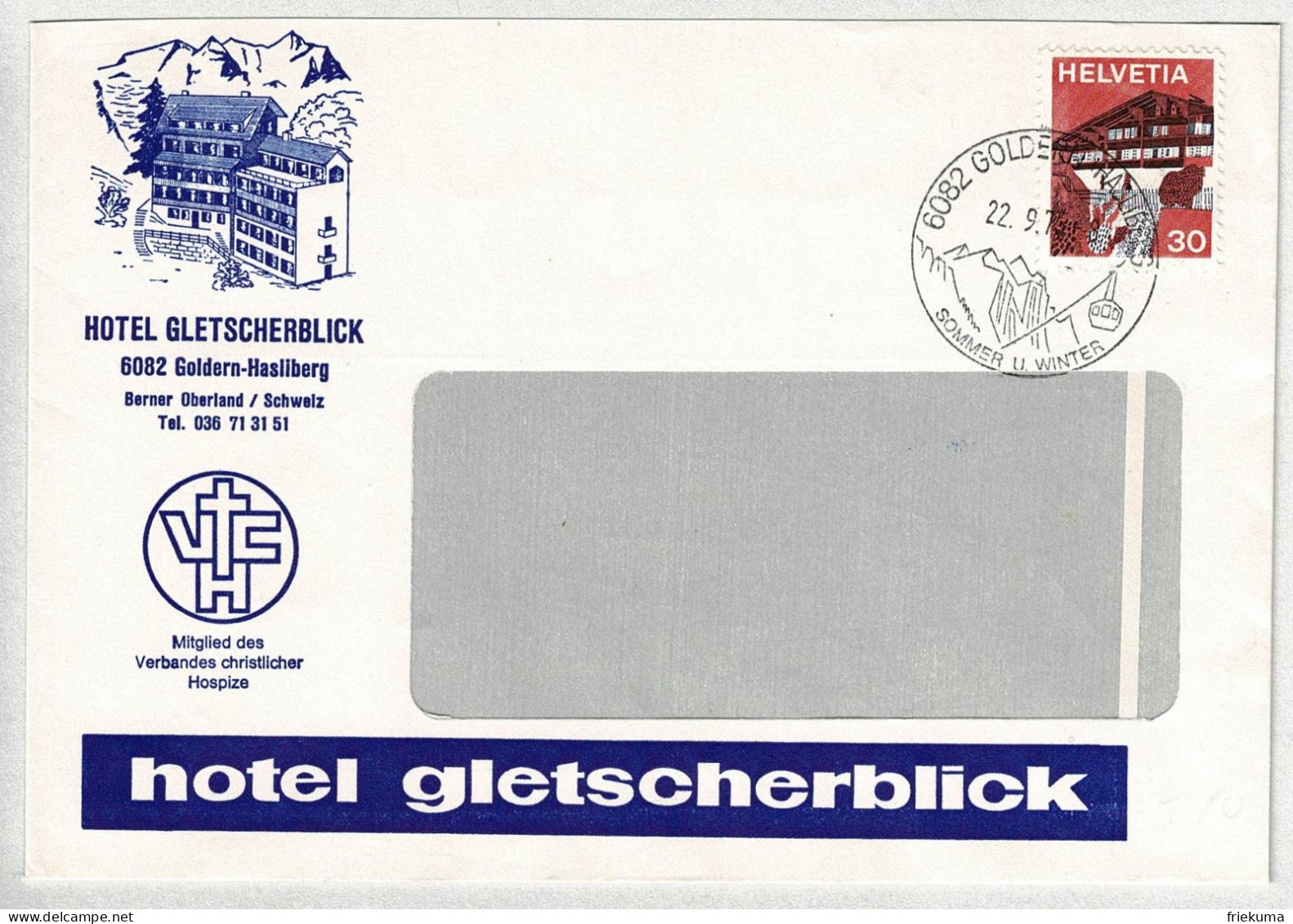 Schweiz / Helvetia 1975, Briefumschlag Goldern Hasliberg, Seilbahn / Téléphérique / Cable Car - Autres & Non Classés