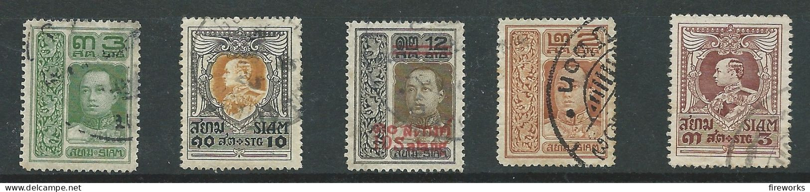 1910 - 1925 Thailand Siam Lot De 5 Timbres Oblitérés King Vajiravudh Et Rama VI - Thaïlande