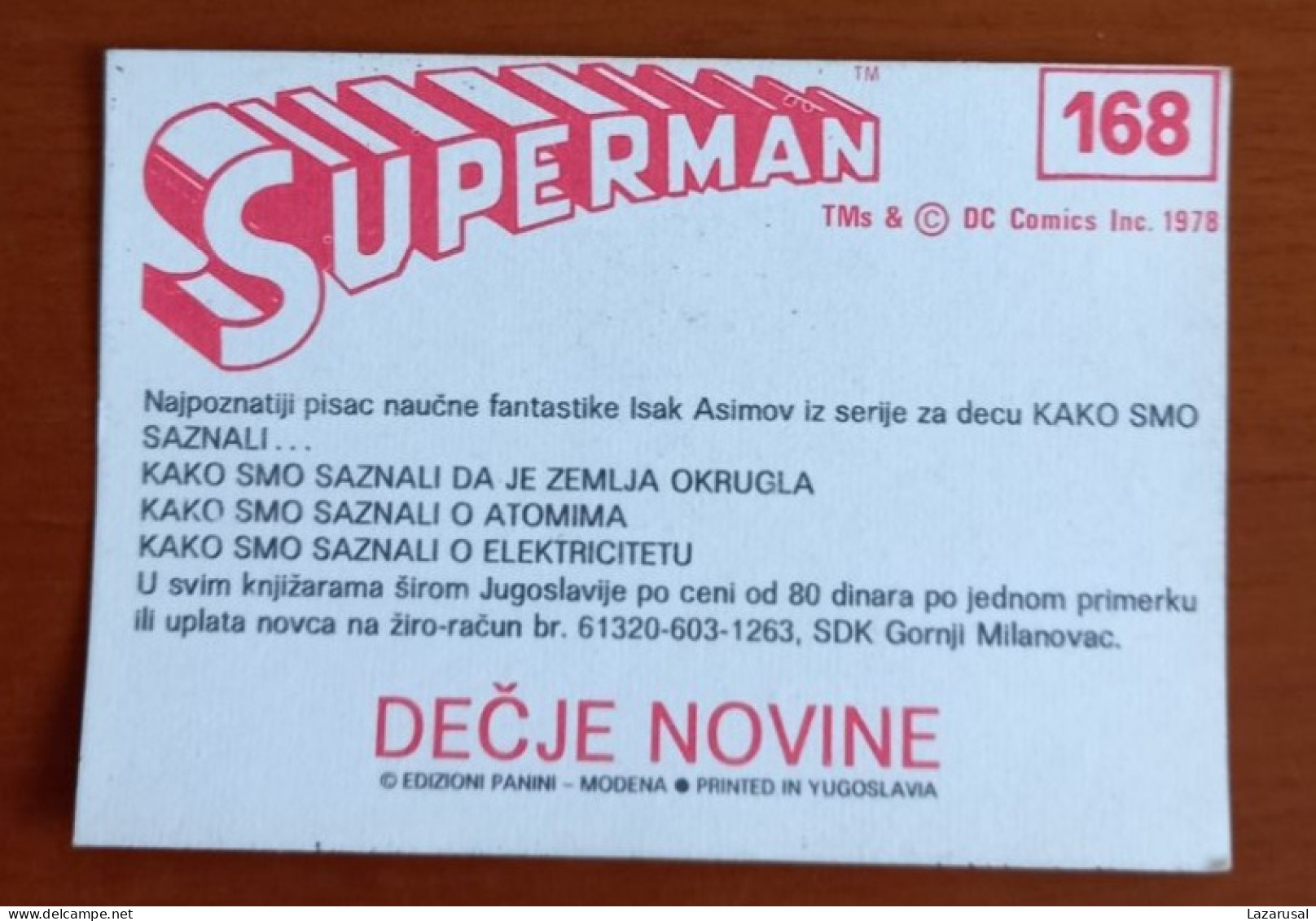 #14 SUPERMAN Panini Sticker (Printed In Yugoslavia - Decje Novine) RARE - Sonstige & Ohne Zuordnung