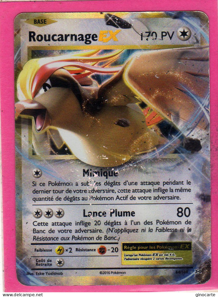 Carte Pokemon Francaise 2016 Xy Evolutions 64/108 Roucarnage Ex 170pv Holo Occasion - XY