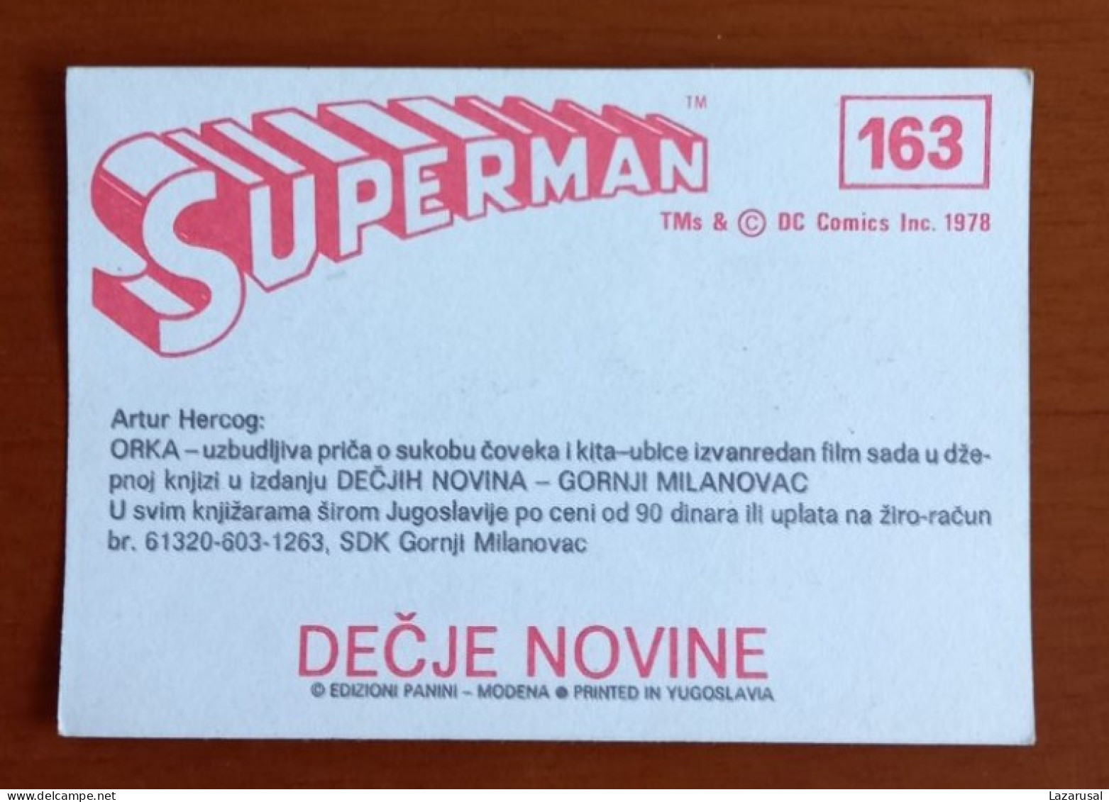 #14 SUPERMAN Panini Sticker (Printed In Yugoslavia - Decje Novine) RARE - Sonstige & Ohne Zuordnung