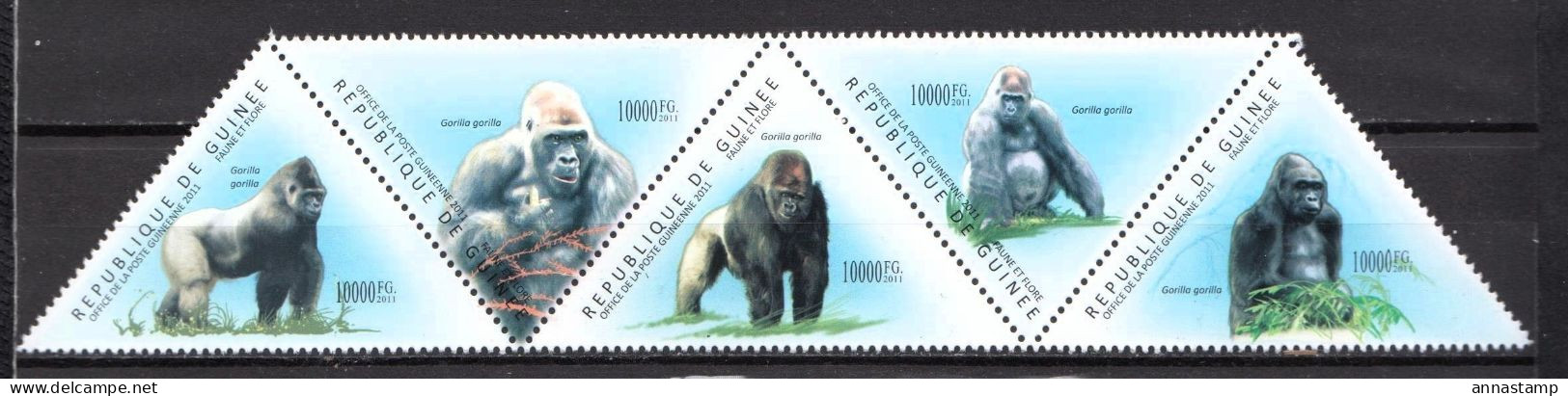 Guinea MNH Set From 2011 - Gorilles