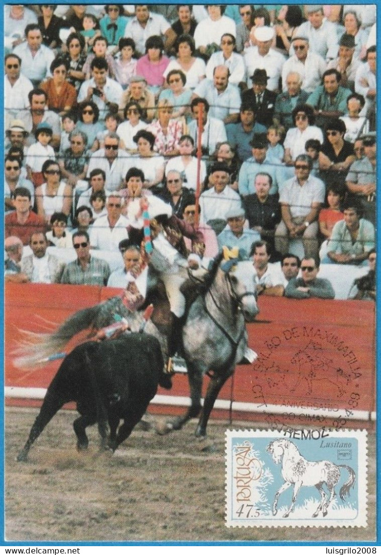 José Maldonado Cortes, Montando O Cavalo Lusitano "Rigoleto" - Praça Estremoz -|- Maximum Postcard -Tourada/ Tauromaquia - Evora
