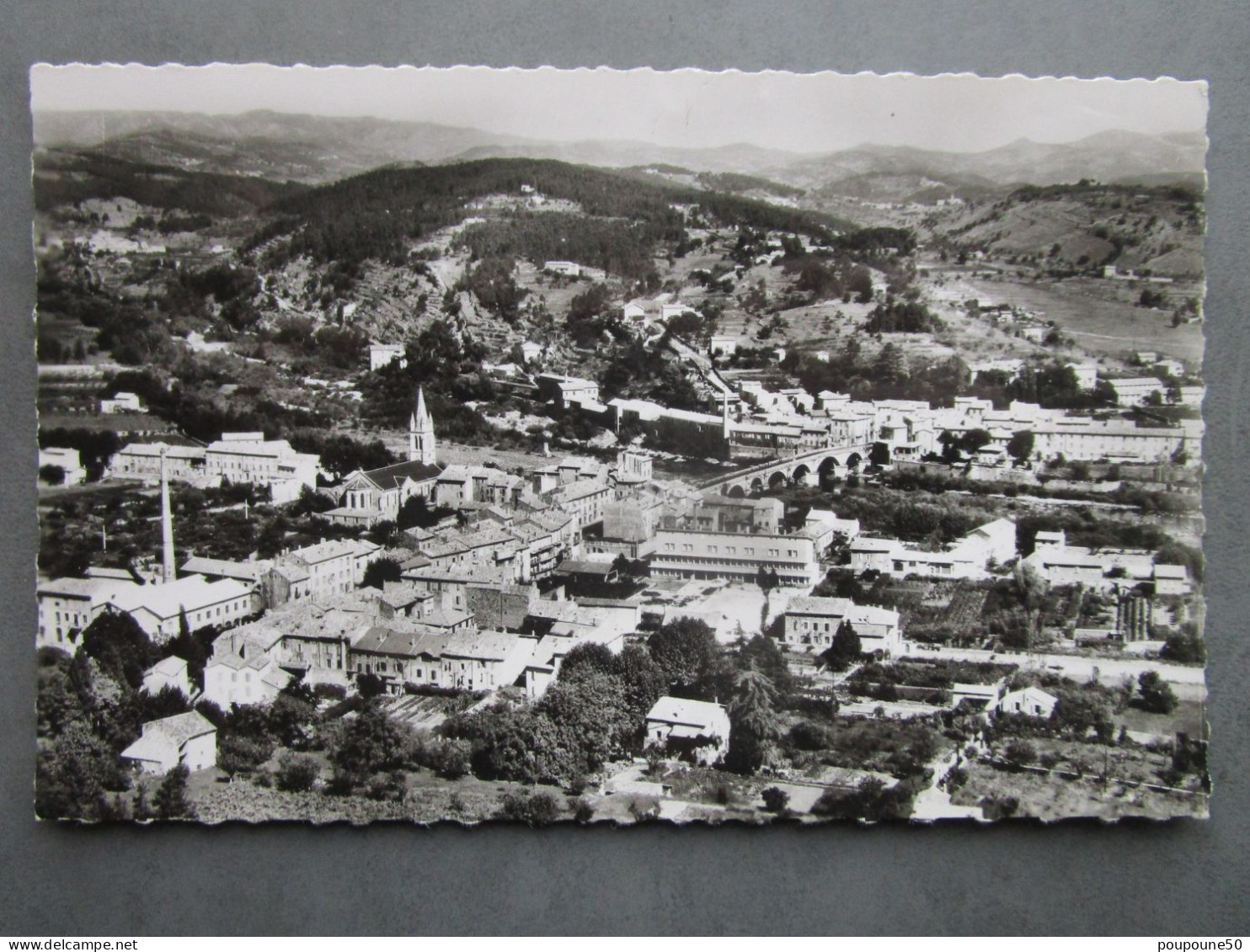 CP 07 Ardèche Environs D'Aubenas En Vivarais PONT D'AUBENAS, Vue Aérienne Sur Pont  D'aubenas Et Pont D'Ucel  Timbré1963 - Aubenas