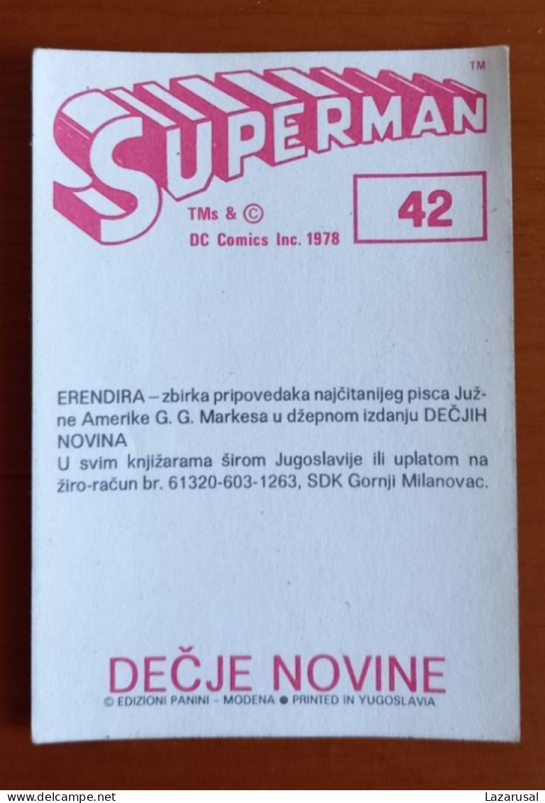 #14 SUPERMAN Panini Sticker (Printed In Yugoslavia - Decje Novine) RARE - Other & Unclassified