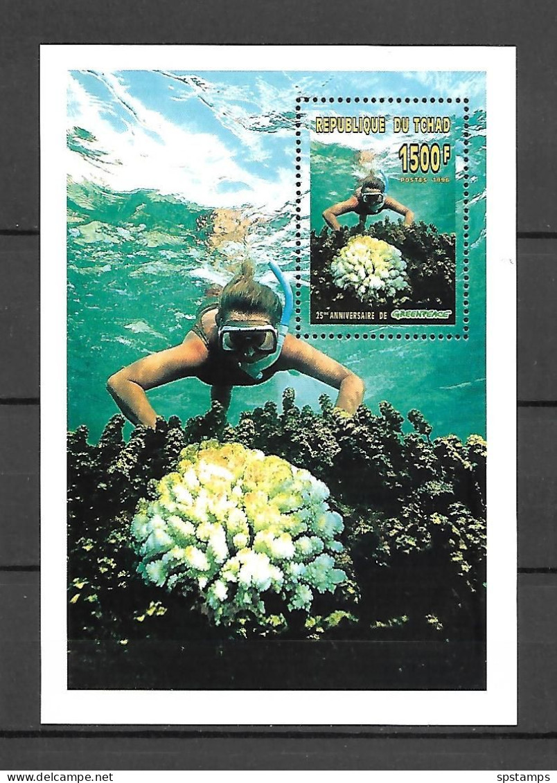 Chad 1996 The 25th Anniversary Of Greenpeace - Marine Life - Corals MS MNH - Vie Marine