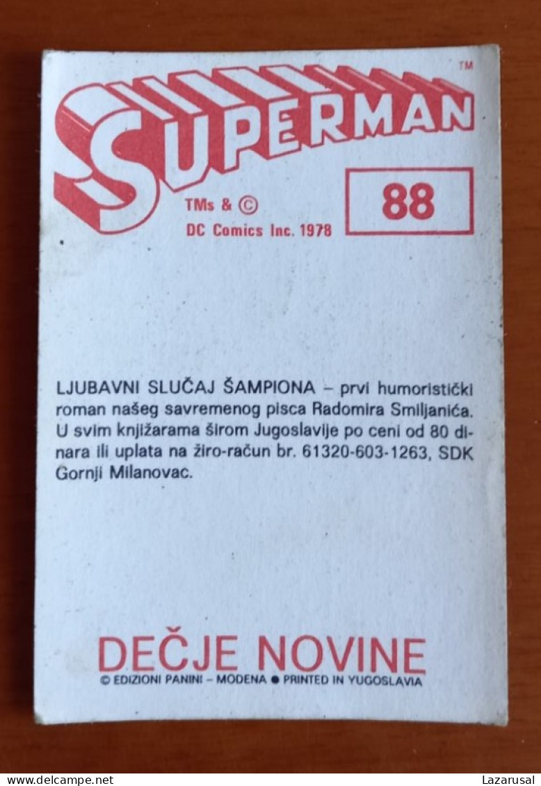 #14 SUPERMAN Panini Sticker (Printed In Yugoslavia - Decje Novine) RARE - Andere & Zonder Classificatie