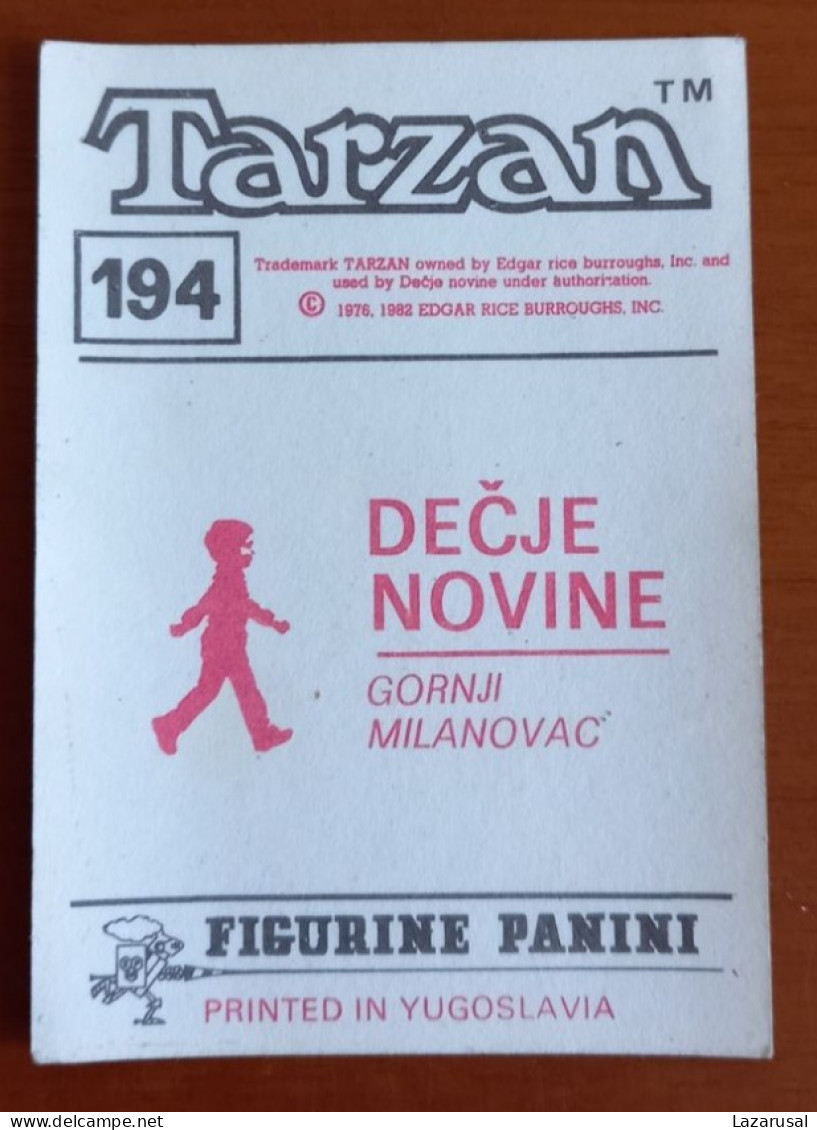 #14    TARZAN  Panini Sticker (Printed In Yugoslavia - Decje Novine) RARE - Autres & Non Classés