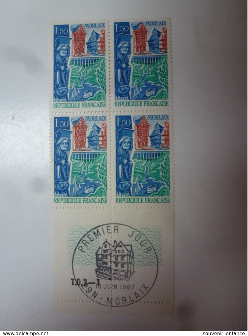 N° 1505 Neuf  1967 Bloc De 4 Premier Jour Morlaix - Unused Stamps