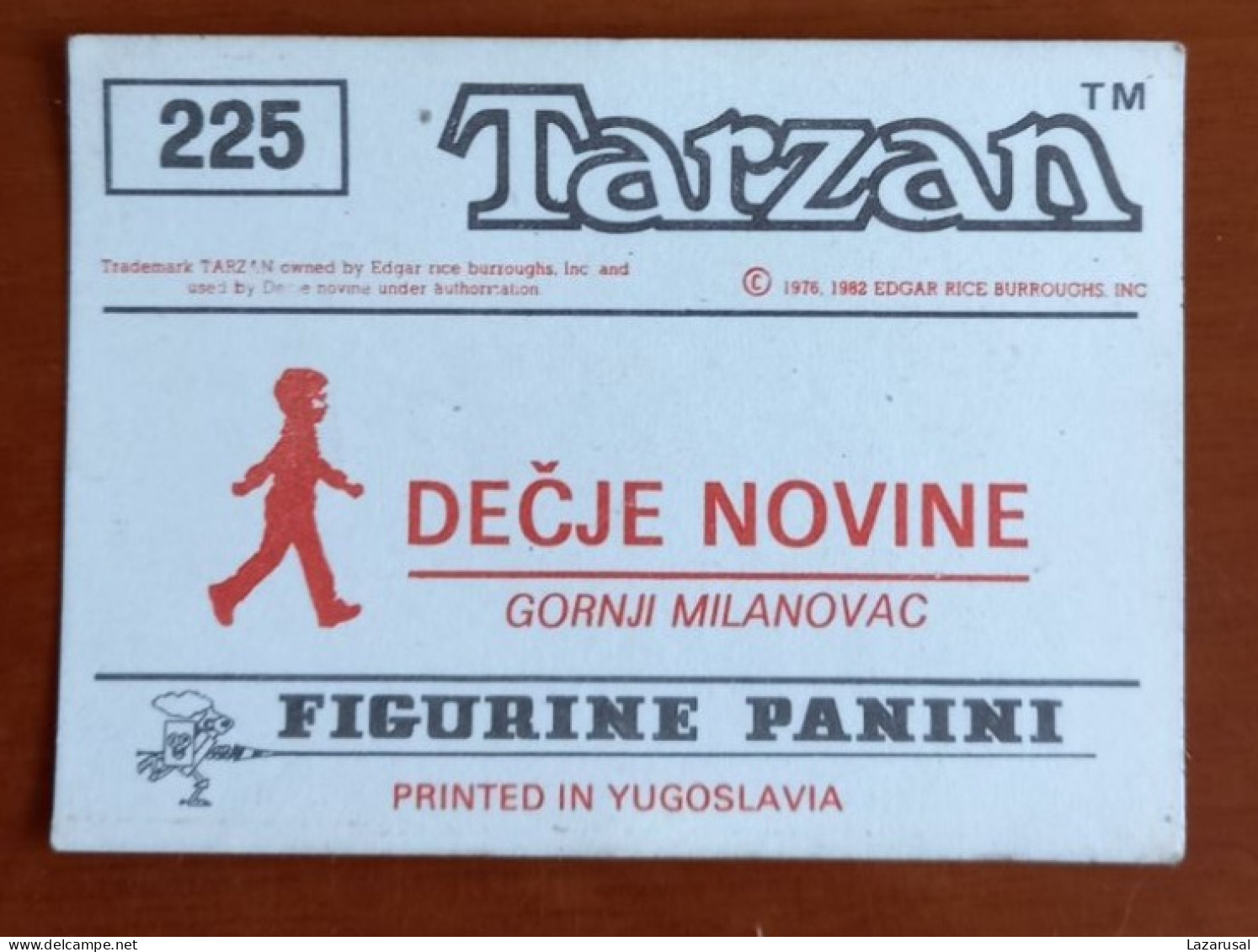 #14    TARZAN  Panini Sticker (Printed In Yugoslavia - Decje Novine) RARE - Autres & Non Classés