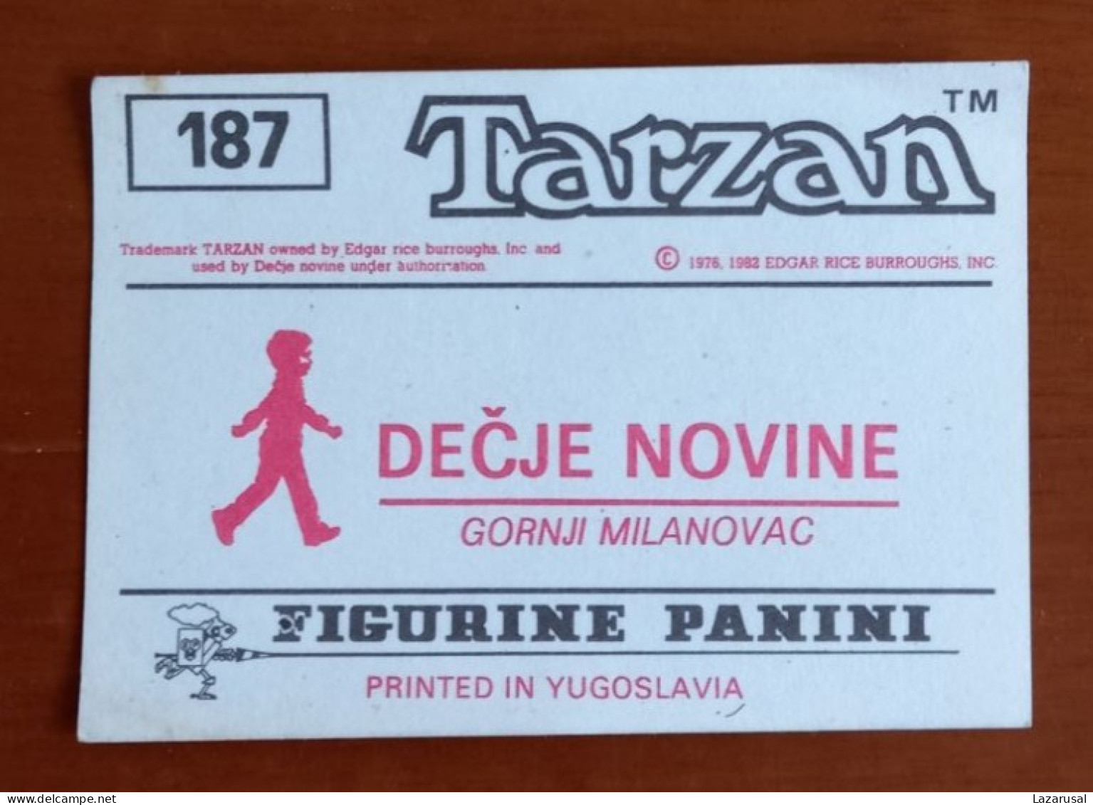 #14    TARZAN  Panini Sticker (Printed In Yugoslavia - Decje Novine) RARE - Sonstige & Ohne Zuordnung