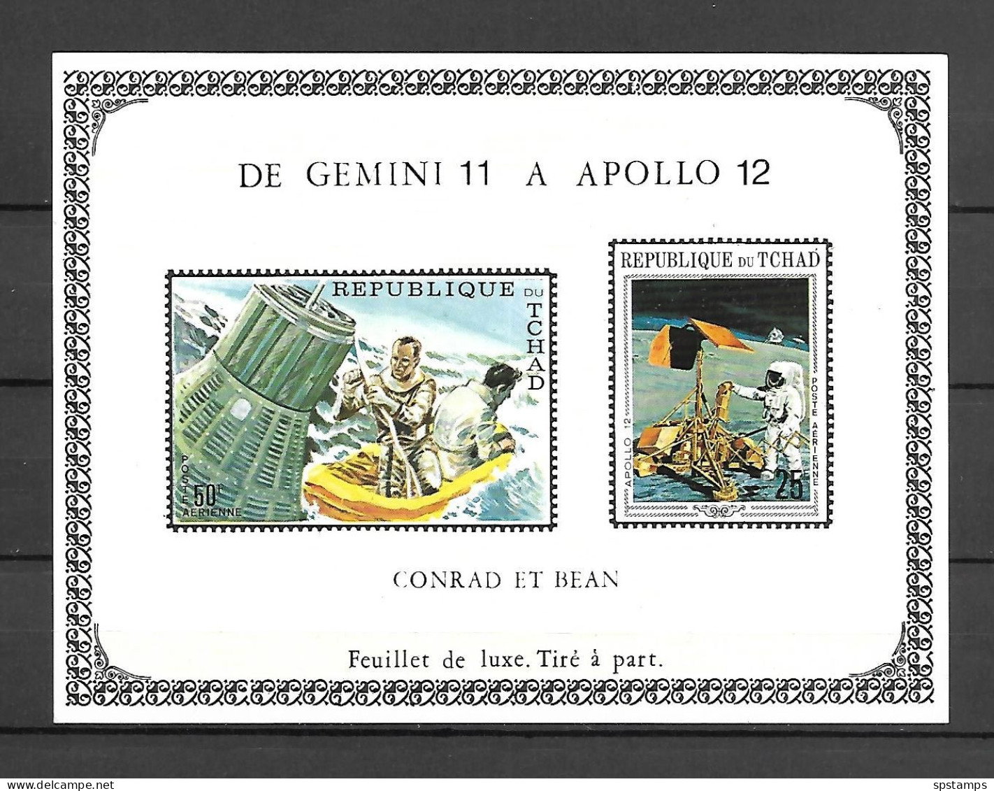 Chad 1970 Space - Gemini 11 -  Apollo 12 IMPERFORATE MS MNH - Tschad (1960-...)