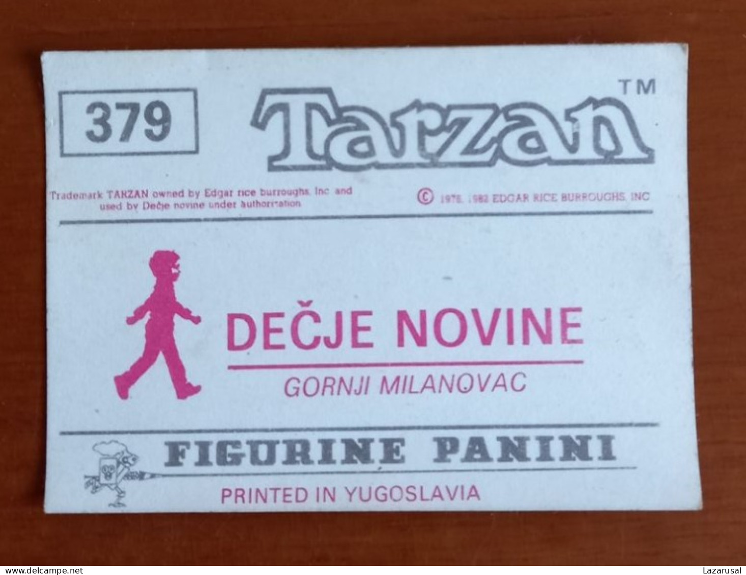 #14    TARZAN  Panini Sticker (Printed In Yugoslavia - Decje Novine) RARE - Sonstige & Ohne Zuordnung