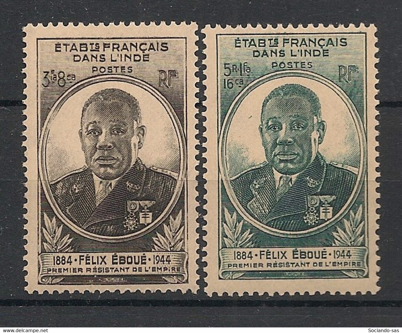 INDE - 1945 - N°YT. 234 à 235 - Félix Eboué - Neuf * / MH VF - Neufs