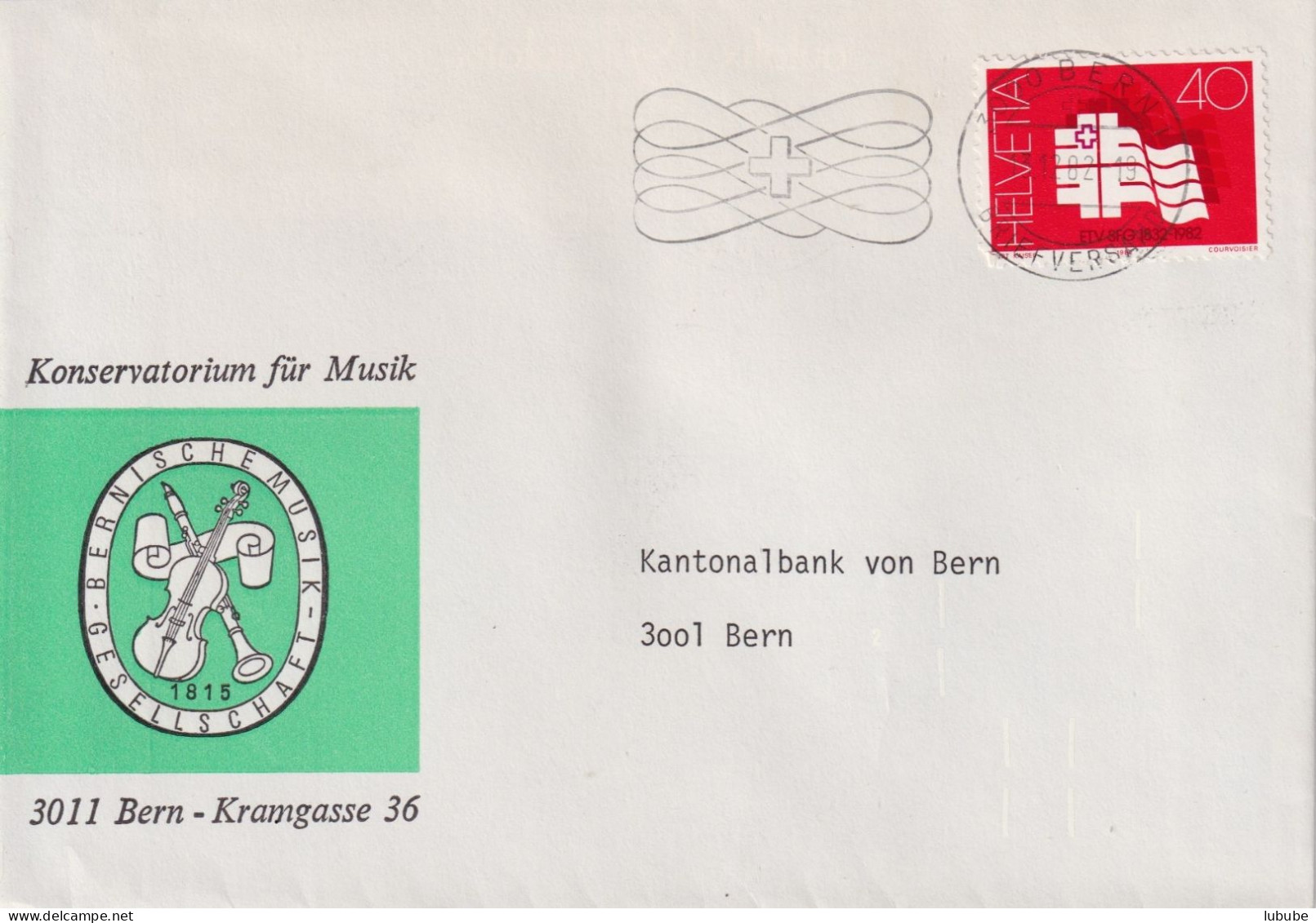 Motiv Brief  "Konservatorium Für Musik, Bern"        1982 - Lettres & Documents