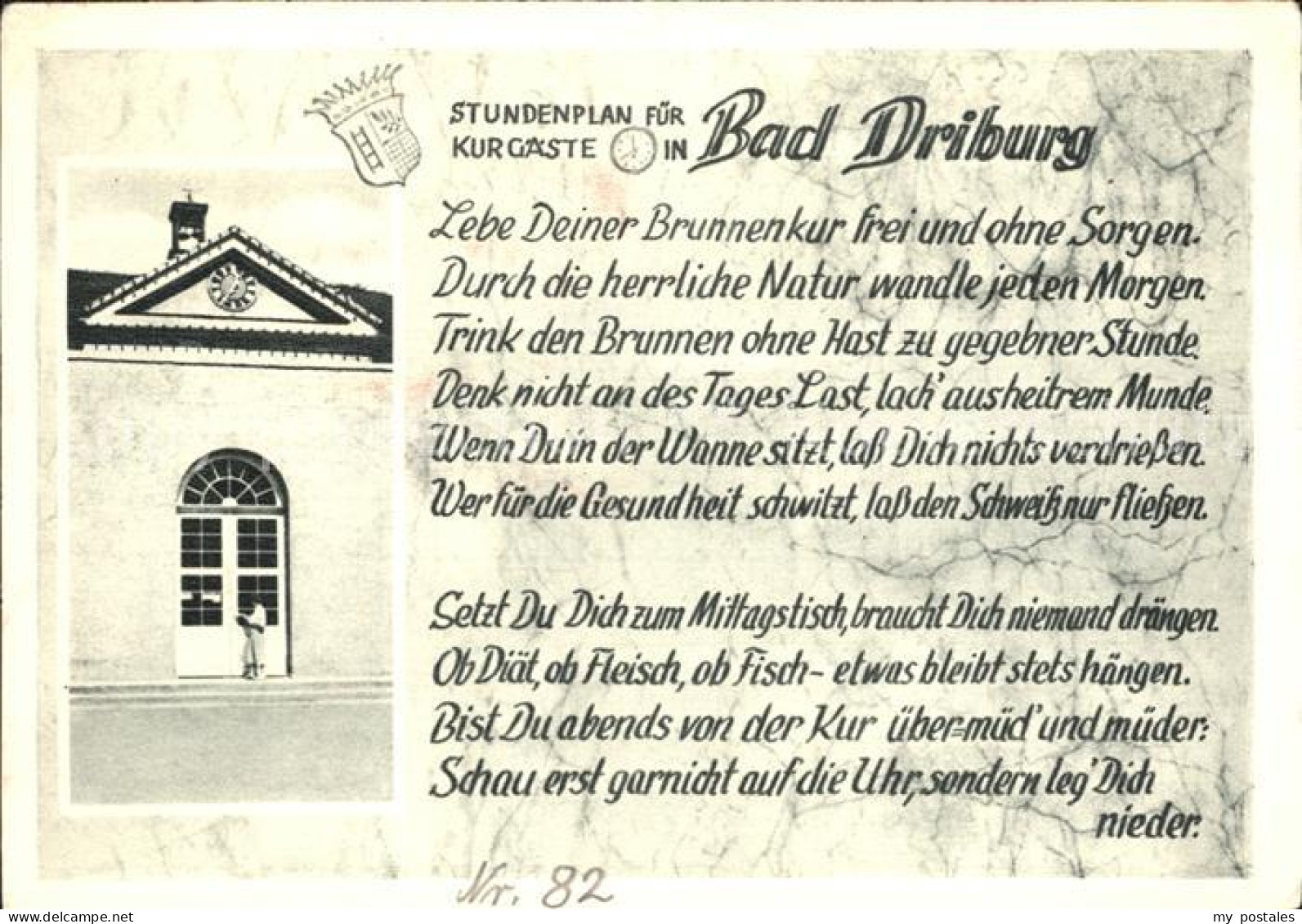 72221348 Bad Driburg Kurhaus Stundenplan In Gedichtform Alhausen - Bad Driburg