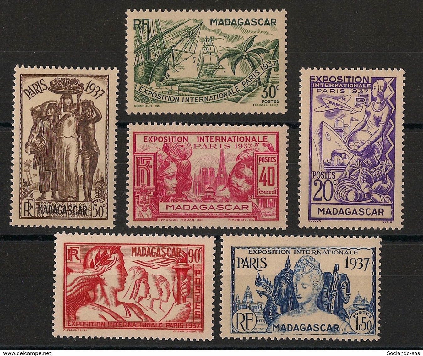 MADAGASCAR - 1937 - N°YT. 193 à 198 - Série Complète - Neuf Luxe ** / MNH / Postfrisch - Unused Stamps