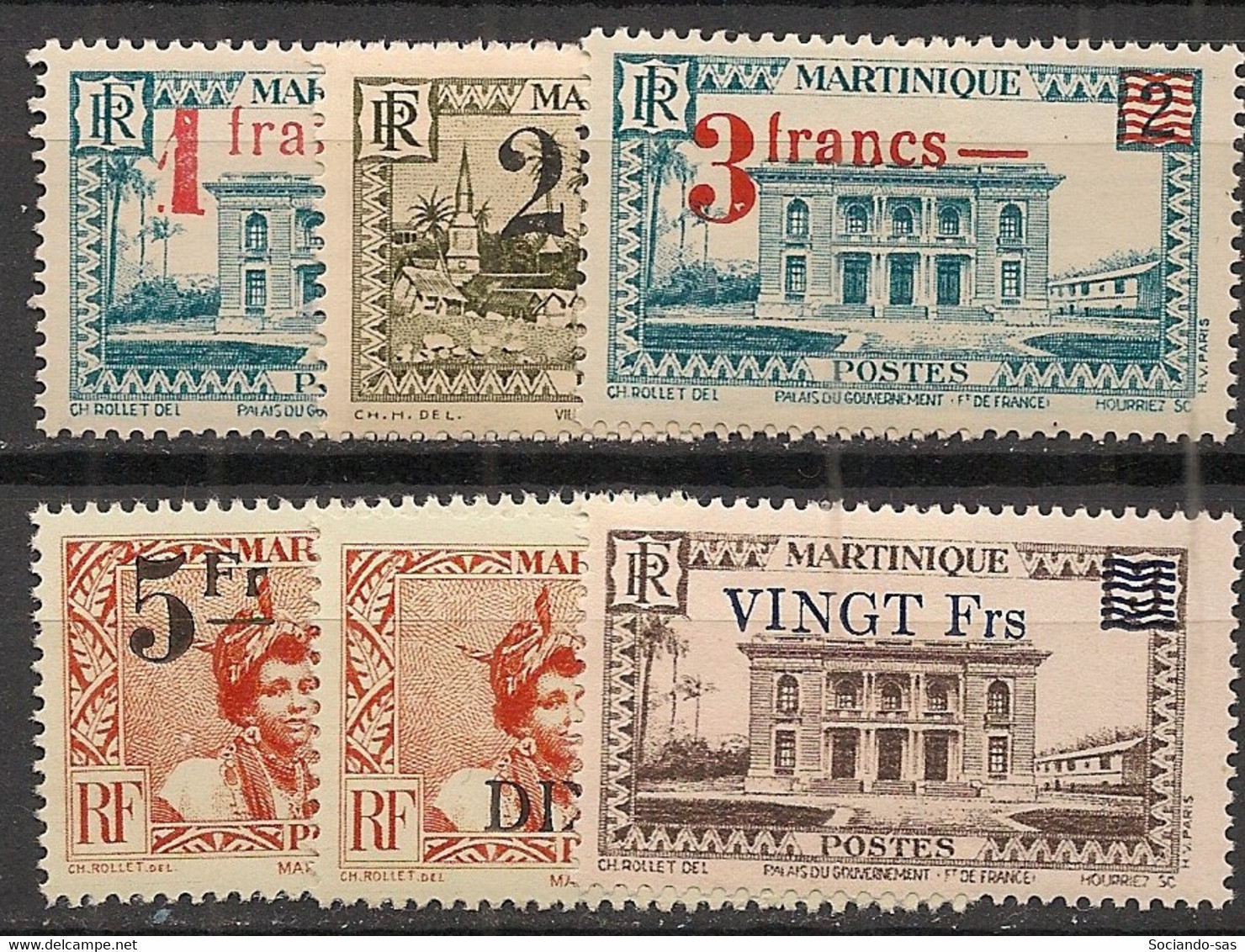 MARTINIQUE - 1945-46 - N°YT. 220 à 225 - Série Complète - Neuf Luxe ** / MNH / Postfrisch - Unused Stamps