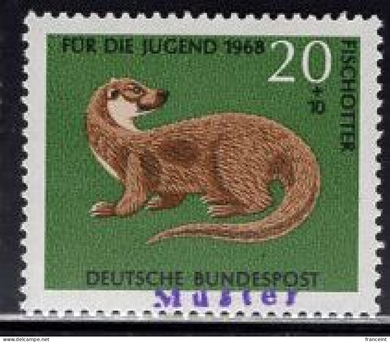 GERMANY(1968) Otter. MUSTER (specimen) Overprint. Scott No B431. - Andere & Zonder Classificatie