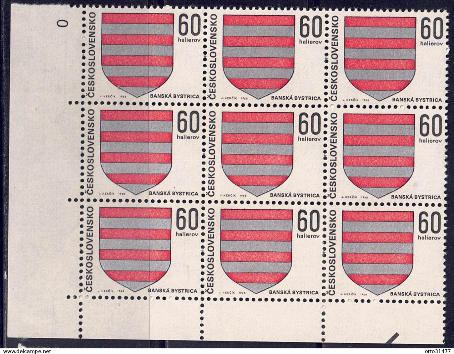 CSSR 1968 - Stadtwappen, Nr. 1819 Im 9er-Block, Postfrisch ** / MNH - Neufs