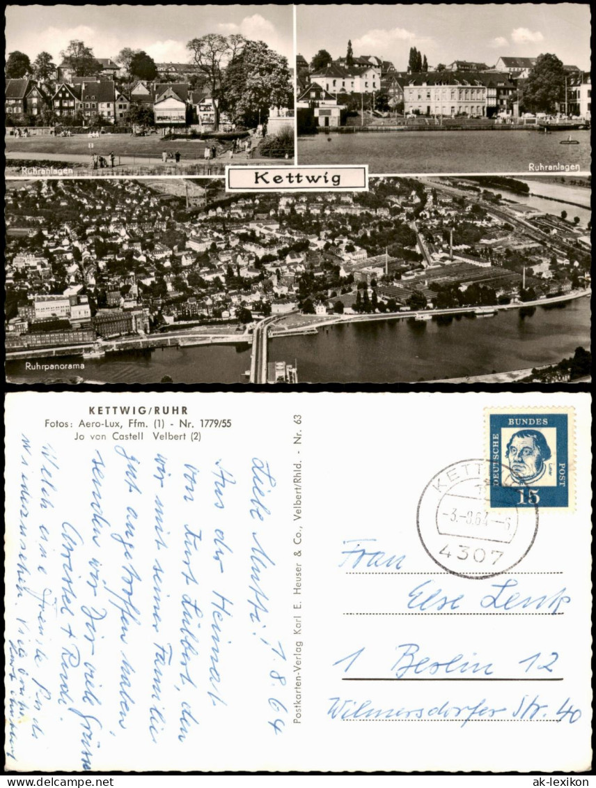 Ansichtskarte Kettwig-Essen (Ruhr) 3 Bild: Luftbild, Ruhranlagen 1964 - Essen