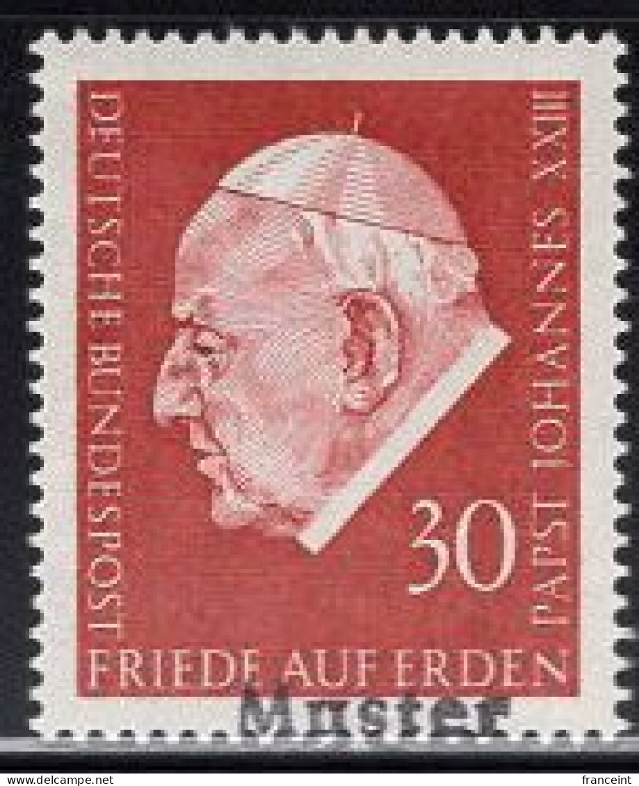 GERMANY(1969) Pope John XXIII. MUSTER (specimen) Overprint. Scott No 1011. - Andere & Zonder Classificatie