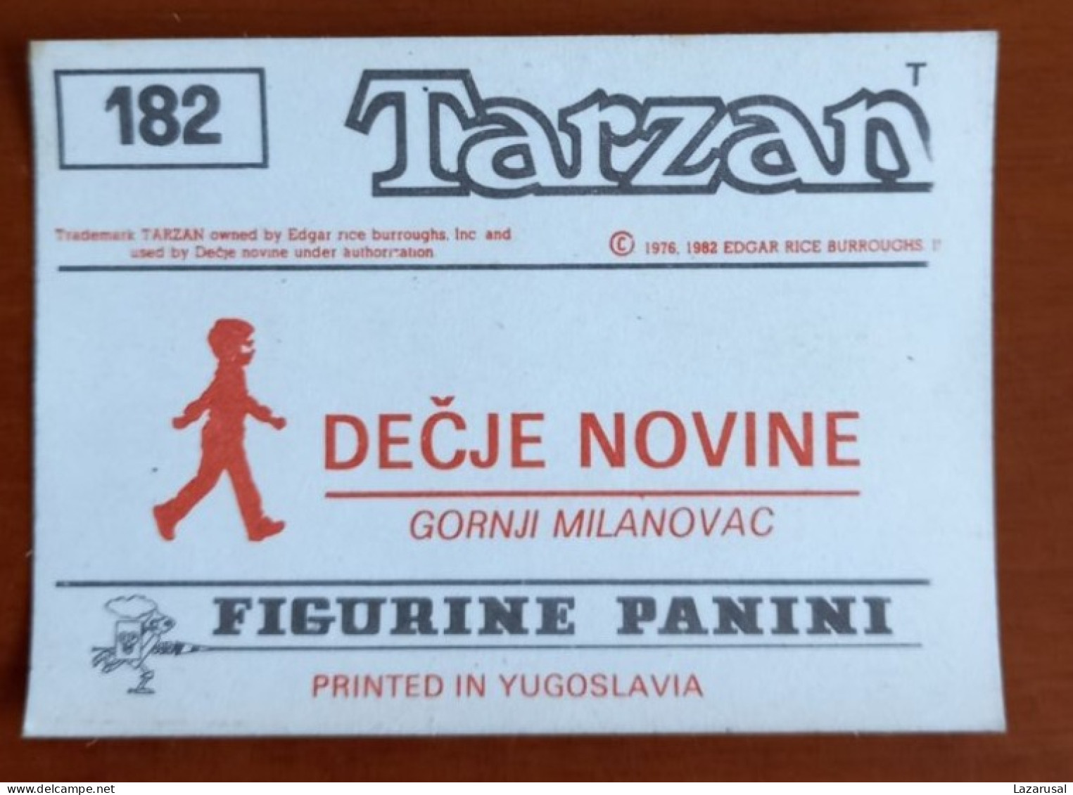 #14 TARZAN Panini Sticker (Printed In Yugoslavia - Decje Novine) RARE - Altri & Non Classificati