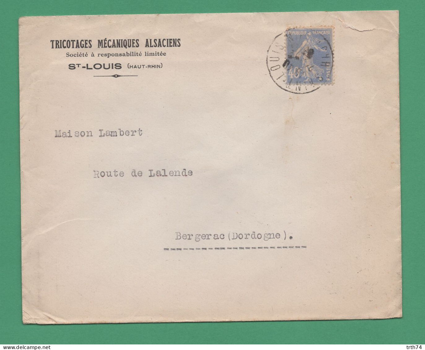 68 Saint Louis Tricotages Mécaniques Alsaciens  ( Enveloppe à Entête ) - Textile & Vestimentaire