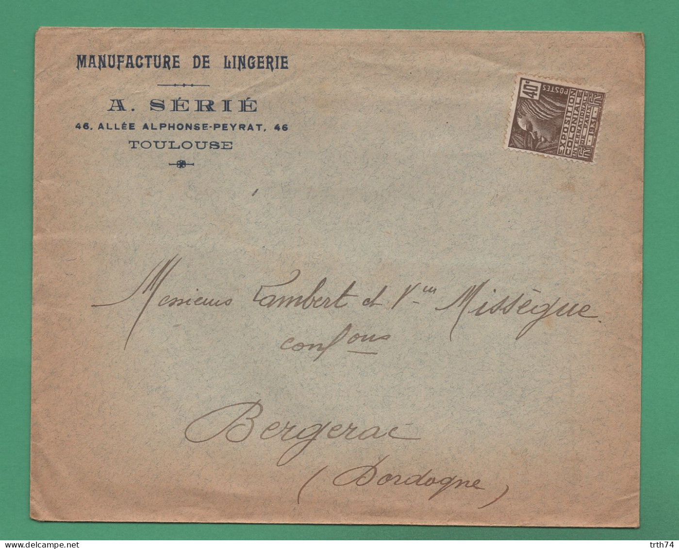 31 Toulouse Serié Manufacture De Lingerie ( Enveloppe à Entête ) - Kleidung & Textil