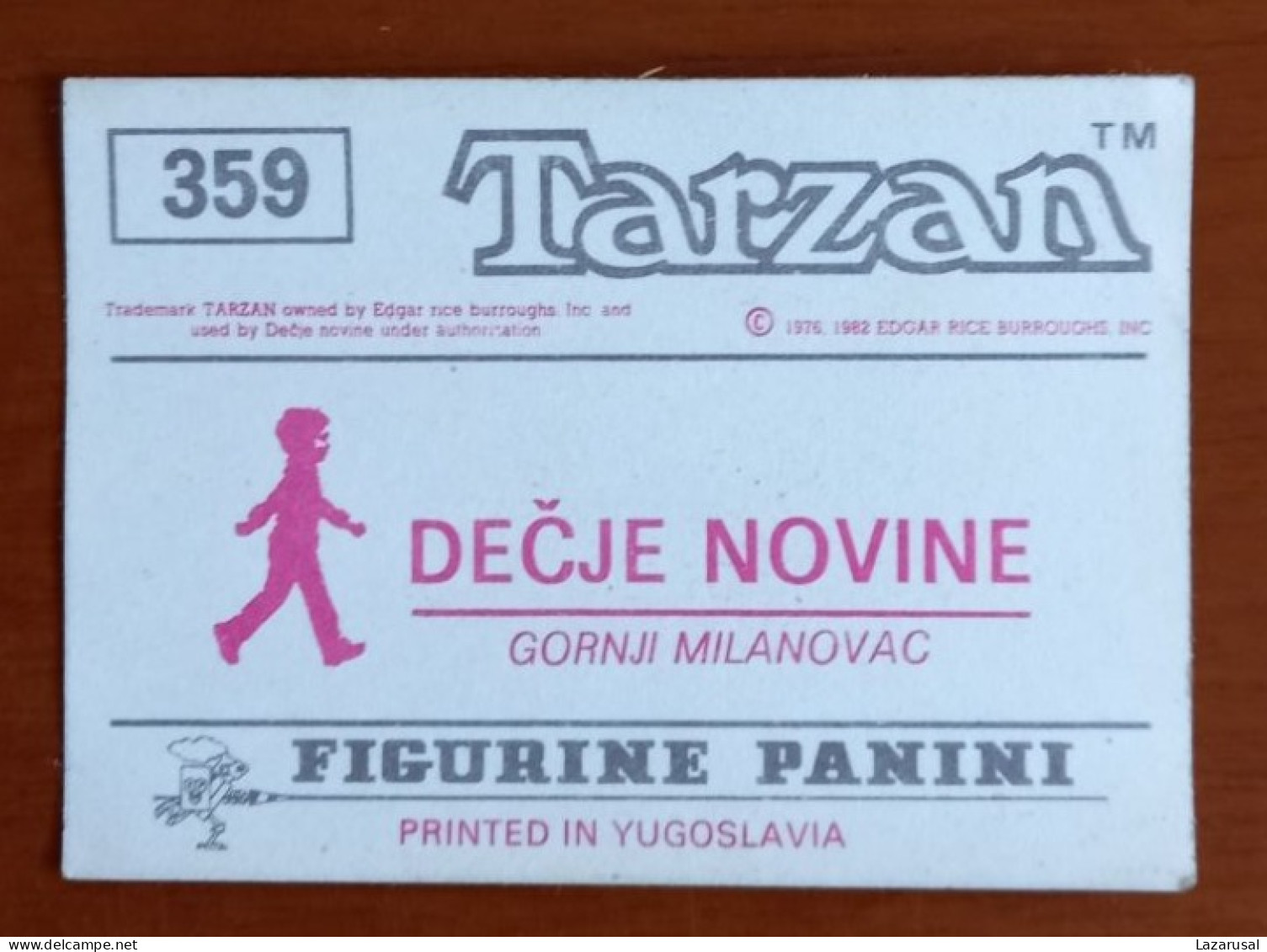 #14 TARZAN Panini Sticker (Printed In Yugoslavia - Decje Novine) RARE - Sonstige & Ohne Zuordnung