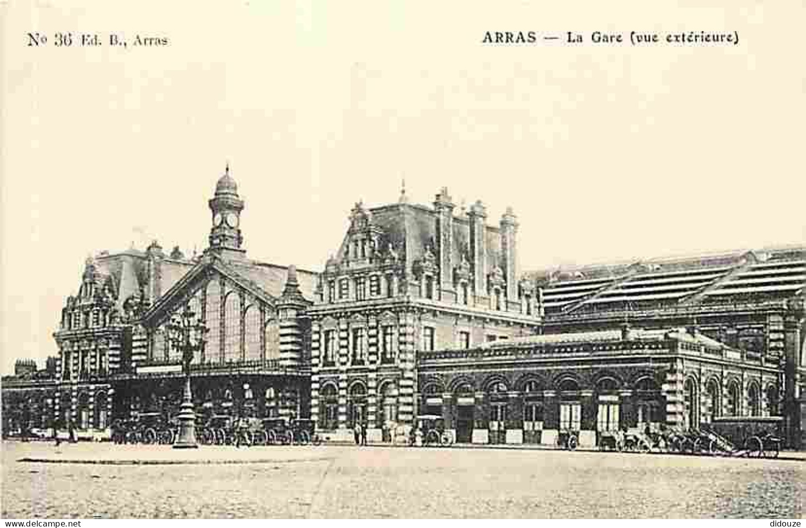 62 - Arras - La Gare - Vue Extérieure - Animé - Cheval Attelé  - Carte Vierge - CPA - Voir Scans Recto-Verso - Arras