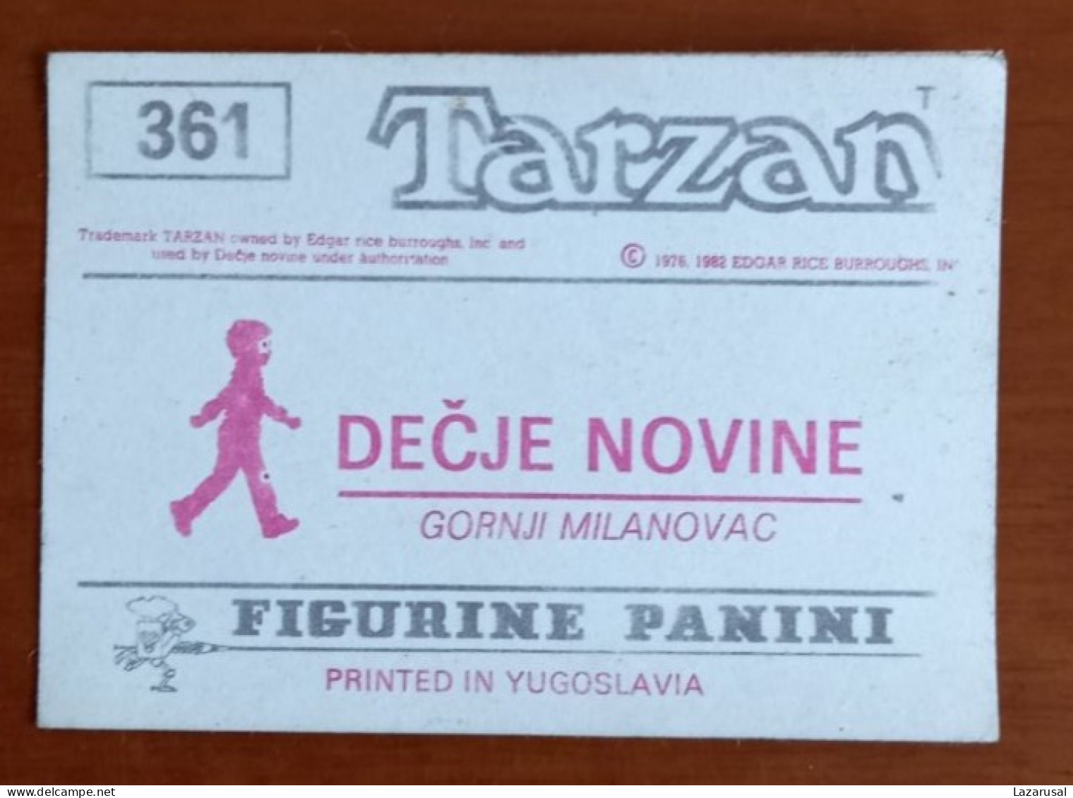 #14 TARZAN Panini Sticker (Printed In Yugoslavia - Decje Novine) RARE - Sonstige & Ohne Zuordnung