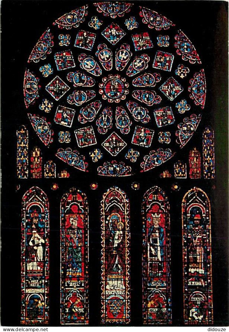 28 - Chartres - Intérieur De La Cathédrale Notre Dame - Vitraux Religieux - Rose Nord - CPM - Carte Neuve - Voir Scans R - Chartres