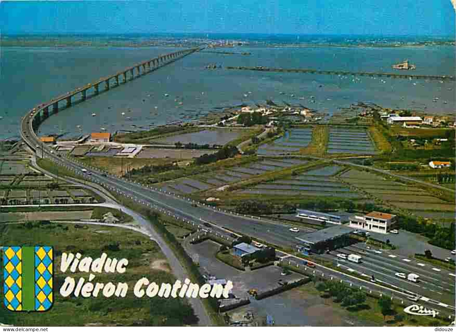 17 - Ile D'Oléron - Le Viaduc Oléron-Continent - Vue Aérienne - Blasons - Flamme Postale De Saint Denis D'Oléron - CPM - - Ile D'Oléron