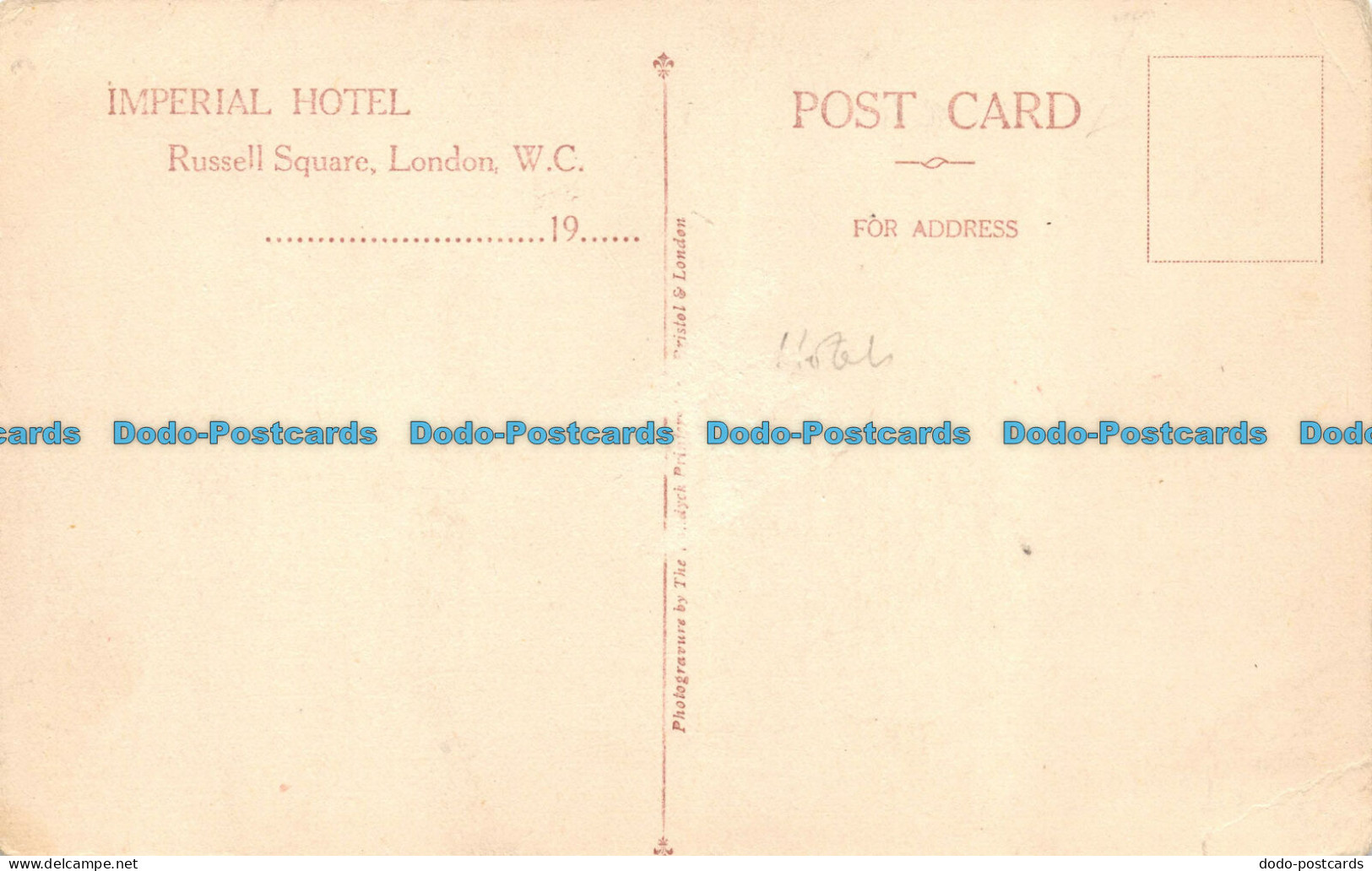 R109308 Imperial Hotel. Russell Square. London - Andere & Zonder Classificatie