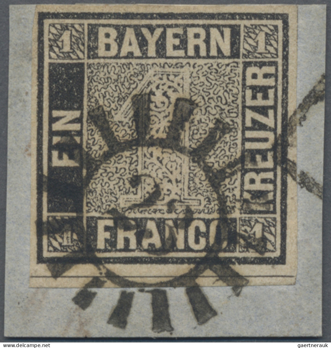 Bayern - Marken Und Briefe: 1849, 1 Kr. Schwarz Auf Weiß, Platte 1, Geschnitten. - Other & Unclassified