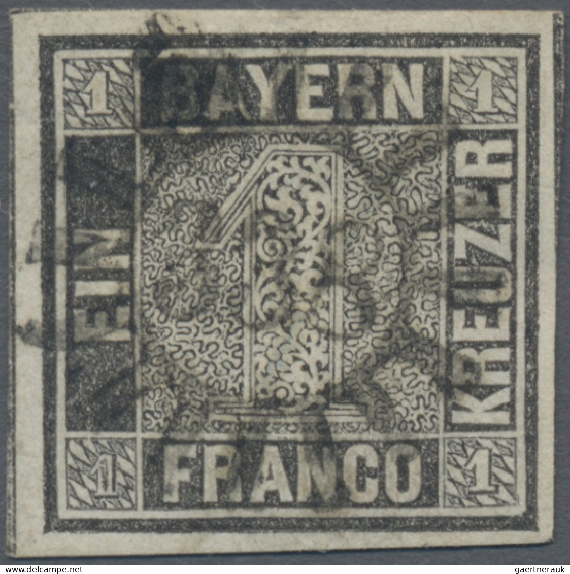 Bayern - Marken Und Briefe: 1849, 1 Kr. Grauschwarz, Platte 2, Breitrandiges Kab - Otros & Sin Clasificación
