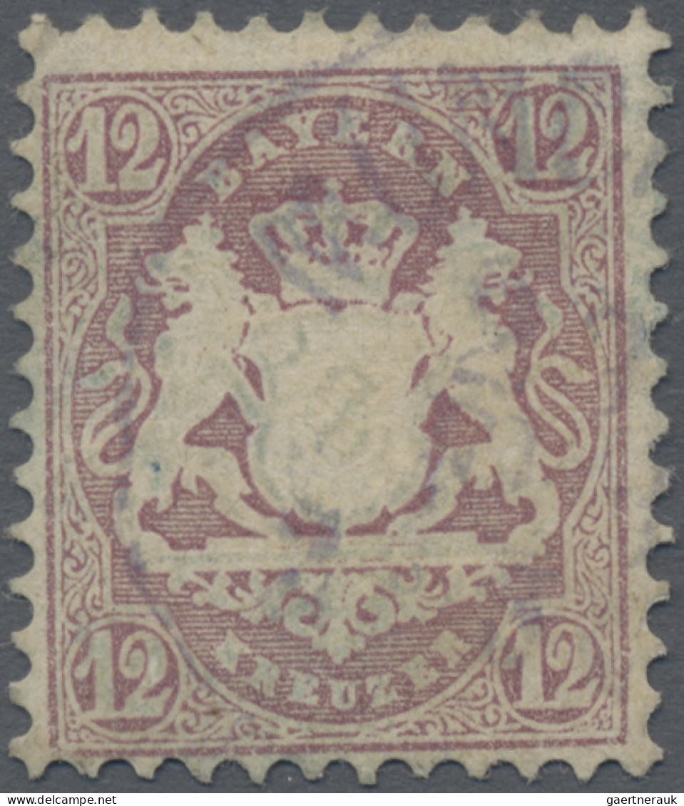 Bayern - Marken Und Briefe: 1870, 12 Kr. Dunkelbraunpurpur, Wz X, Violettblauer - Otros & Sin Clasificación