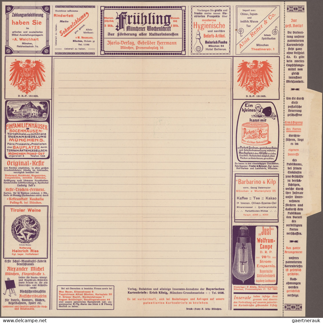 Bayern - Privatganzsachen: 1902, Kartenbrief Mit Werbung 5 Pf. "Dachau", Ungebra - Other & Unclassified