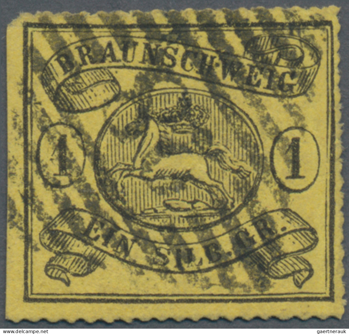 Braunschweig - Marken Und Briefe: 1864, 1 Sgr. Schwarz Auf Lebhaftgraugelb, Boge - Braunschweig