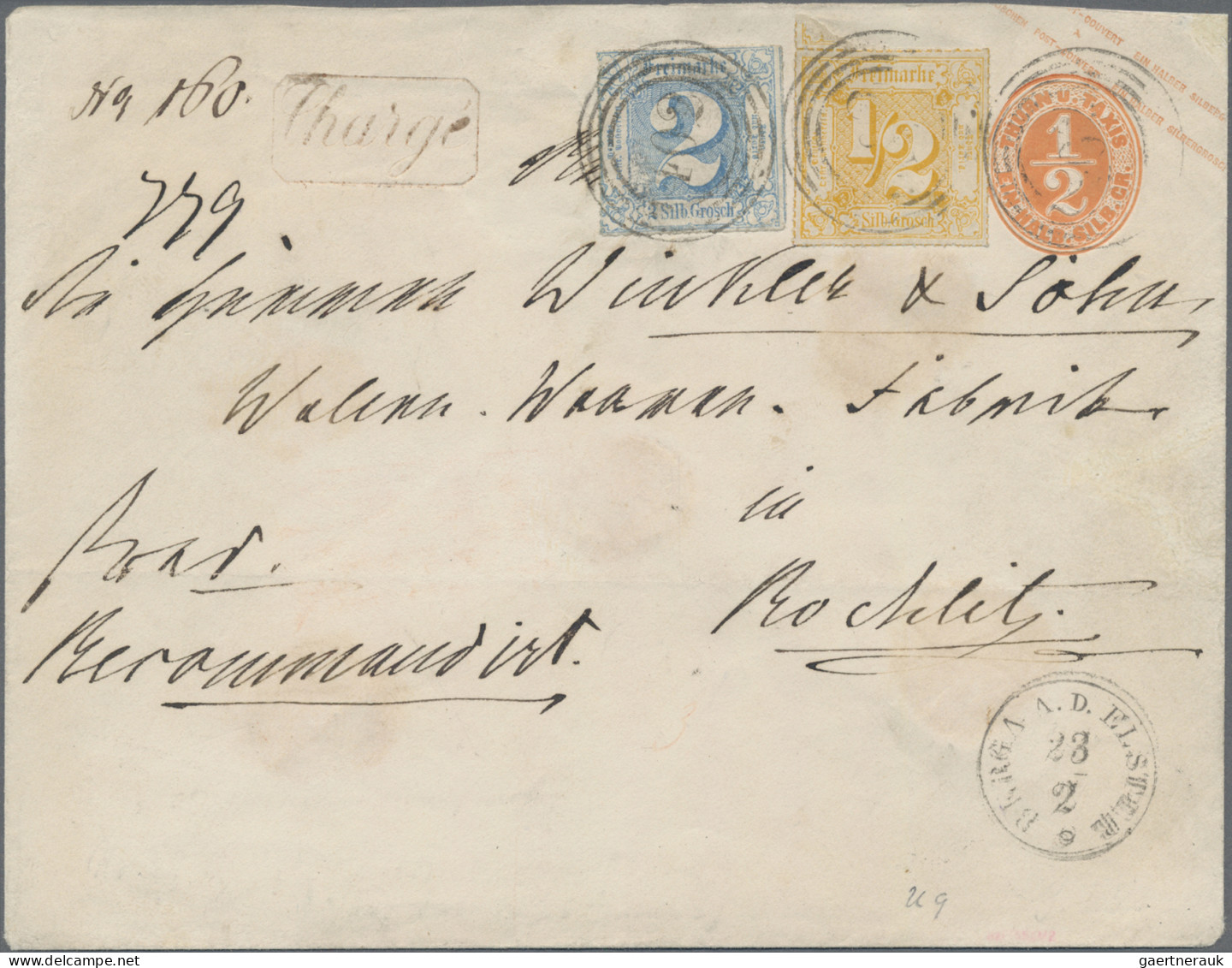 Thurn & Taxis - Ganzsachen: 1867, Umschlag ½ Sgr. Orange Im Großformat Mit Zusat - Altri & Non Classificati