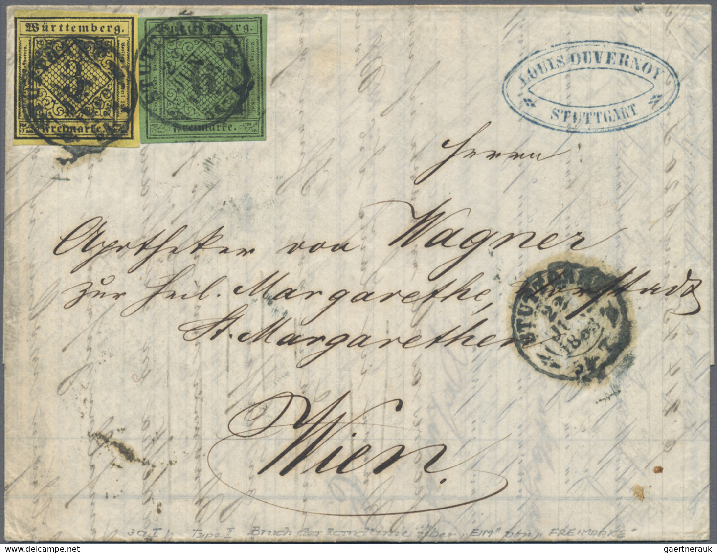 Württemberg - Marken Und Briefe: 1851, 3 Kr. Schwarz Auf Hellgelb, Type II, Link - Sonstige & Ohne Zuordnung