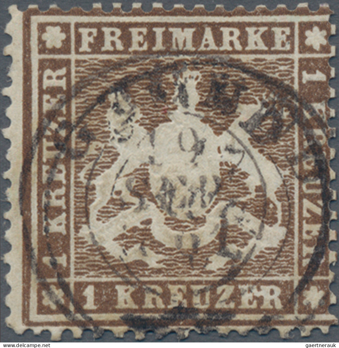 Württemberg - Marken Und Briefe: 1861, 1 Kr. Dunkelbraun, Dünnes Papier, Farbtie - Autres & Non Classés