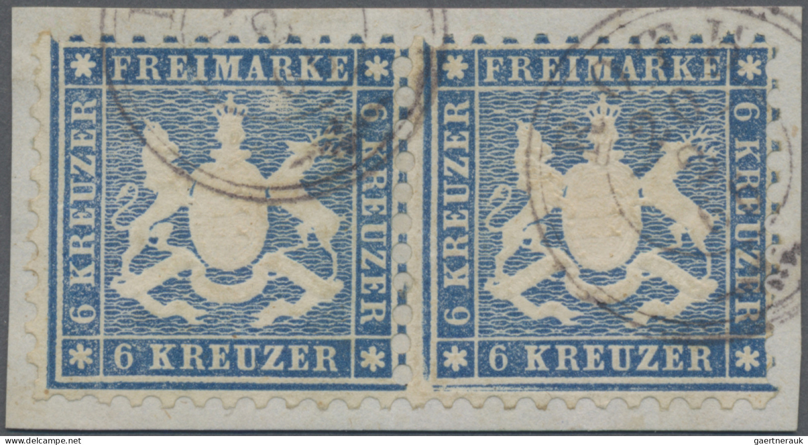 Württemberg - Marken Und Briefe: 1863, 6 Kr. Blau, Waagerechtes Paar, Auf Briefs - Sonstige & Ohne Zuordnung