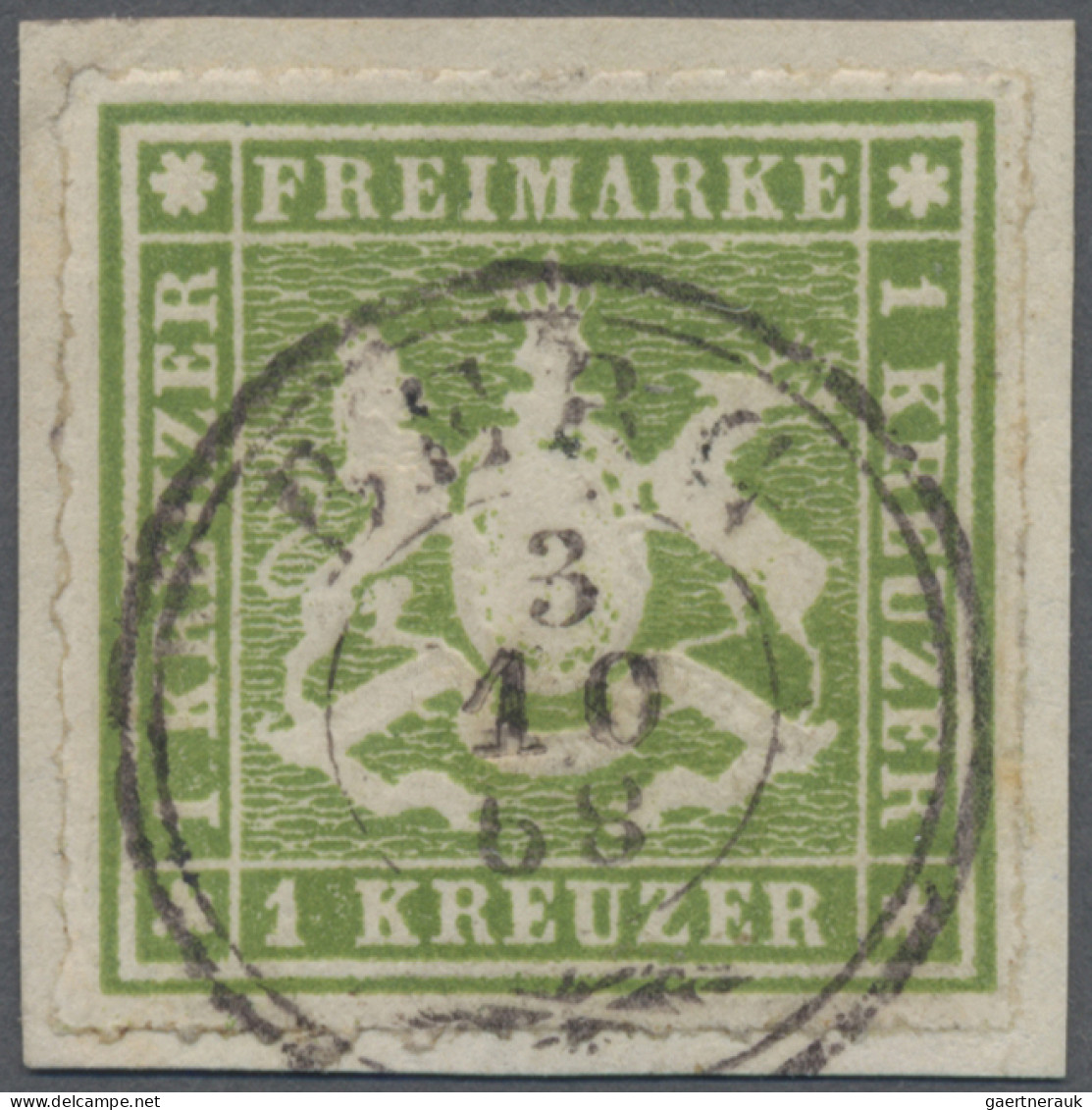 Württemberg - Marken Und Briefe: 1865, 1 Kr. Grasgrün, K 2 BERG, Kabinettbriefst - Sonstige & Ohne Zuordnung