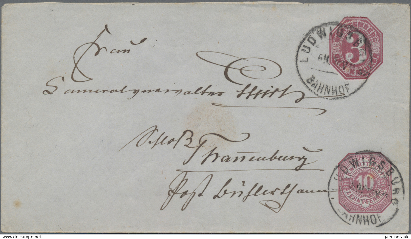 Württemberg - Ganzsachen: 1874, 1 Kr. Umschlag, Zwei Exemplare Sowie 1875, 3 Kr. - Other & Unclassified