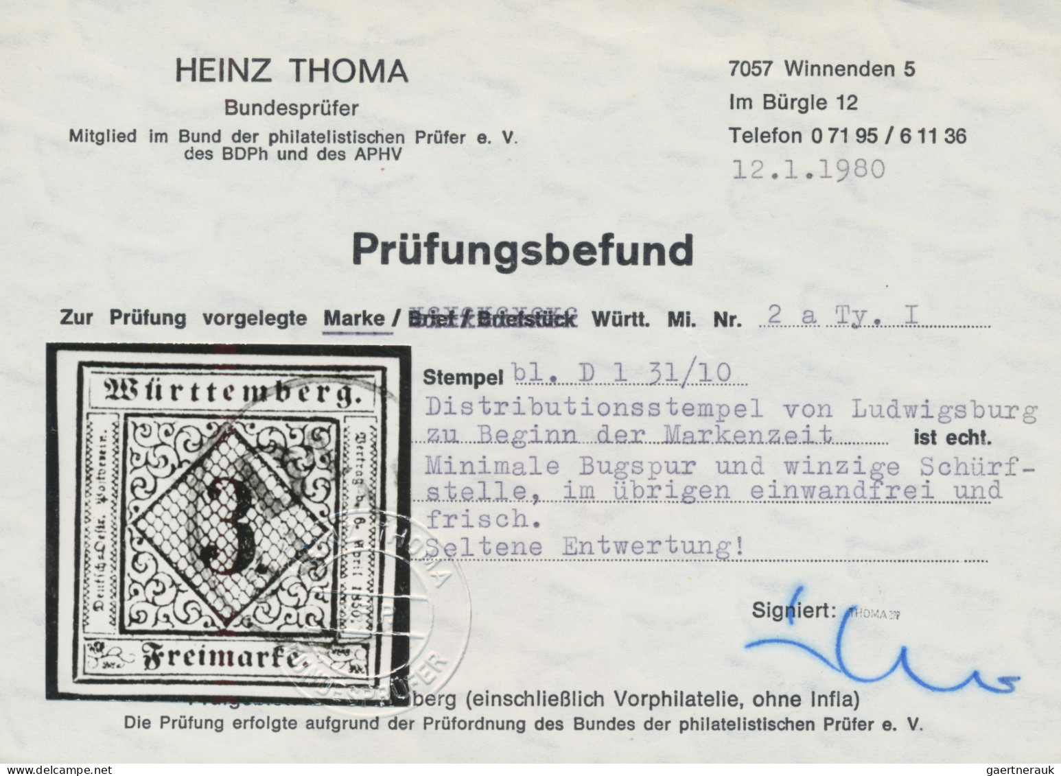Württemberg - Stempel: LUDWIGSBURG, Seltener Distributionsstempel D1 31/10 In Bl - Andere & Zonder Classificatie