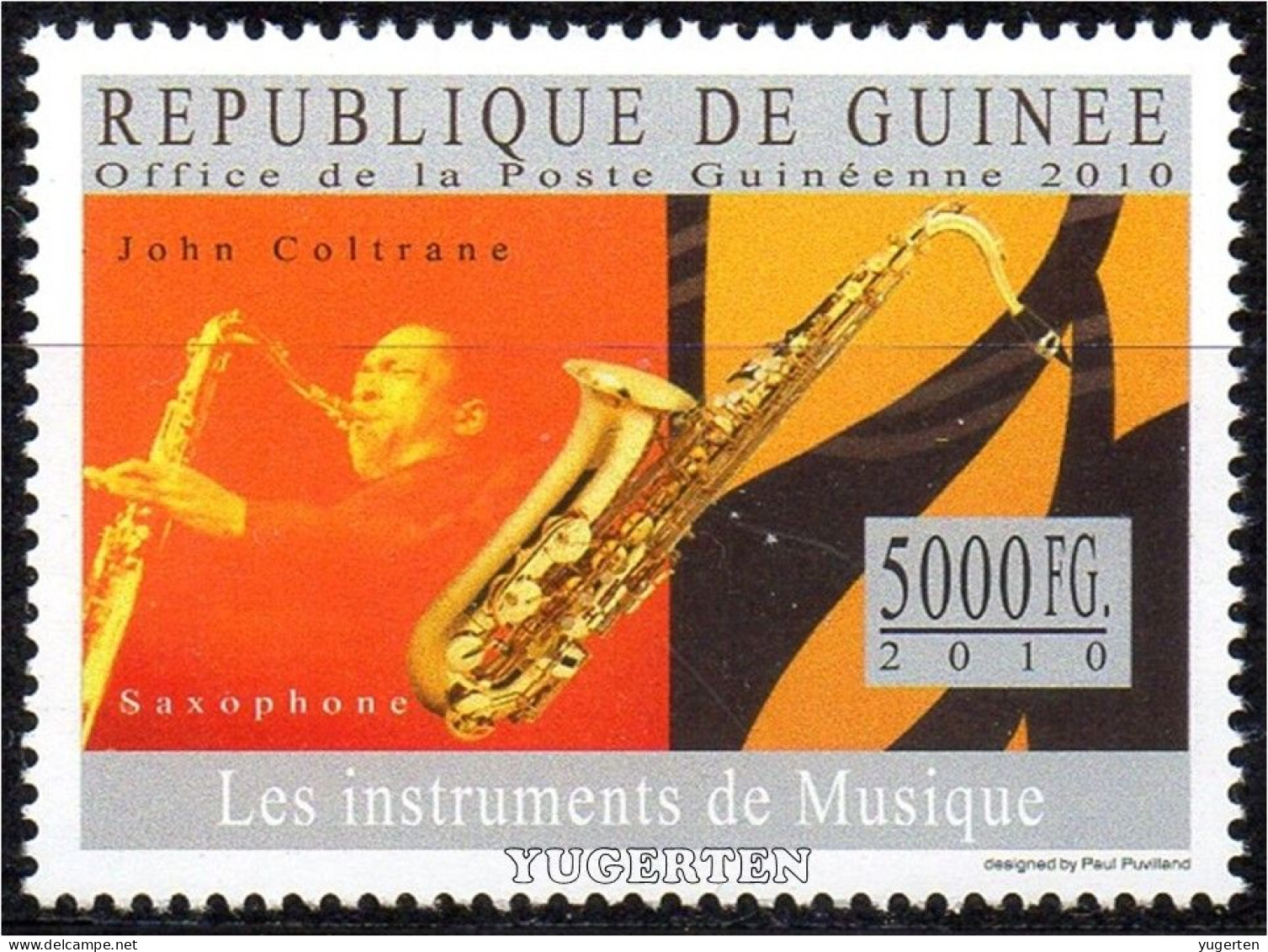 GUINEA 2010 - 1v - MNH - Music Instruments - Saxophone - Musique, Muziek, Musik - Musikinstrumente, John Coltrane, Jazz - Musique