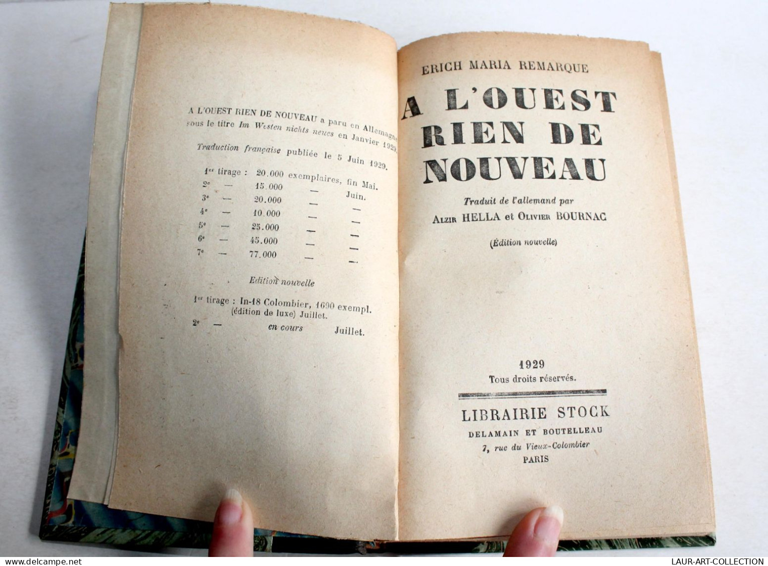A L'OUEST RIEN DE NOUVEAU De E. MARIA REMARQUE TRADUIT Par HELLA Et BOURNAC 1929 / LIVRE ANCIEN XXe SIECLE (1303.48) - 1901-1940
