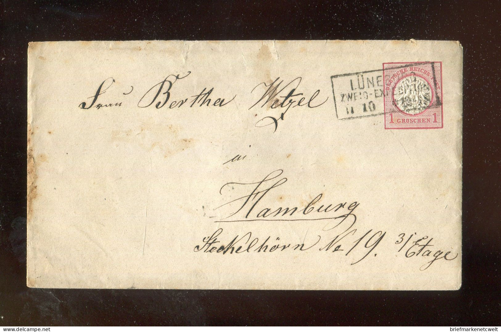 "DEUTSCHES REICH" 1873, Ganzsachenumschlag Mi. U 6 Mit R3 "LUENEBURG ZWEIG-EXPEDITION", Rs. Wachssiegel (B2062) - Omslagen
